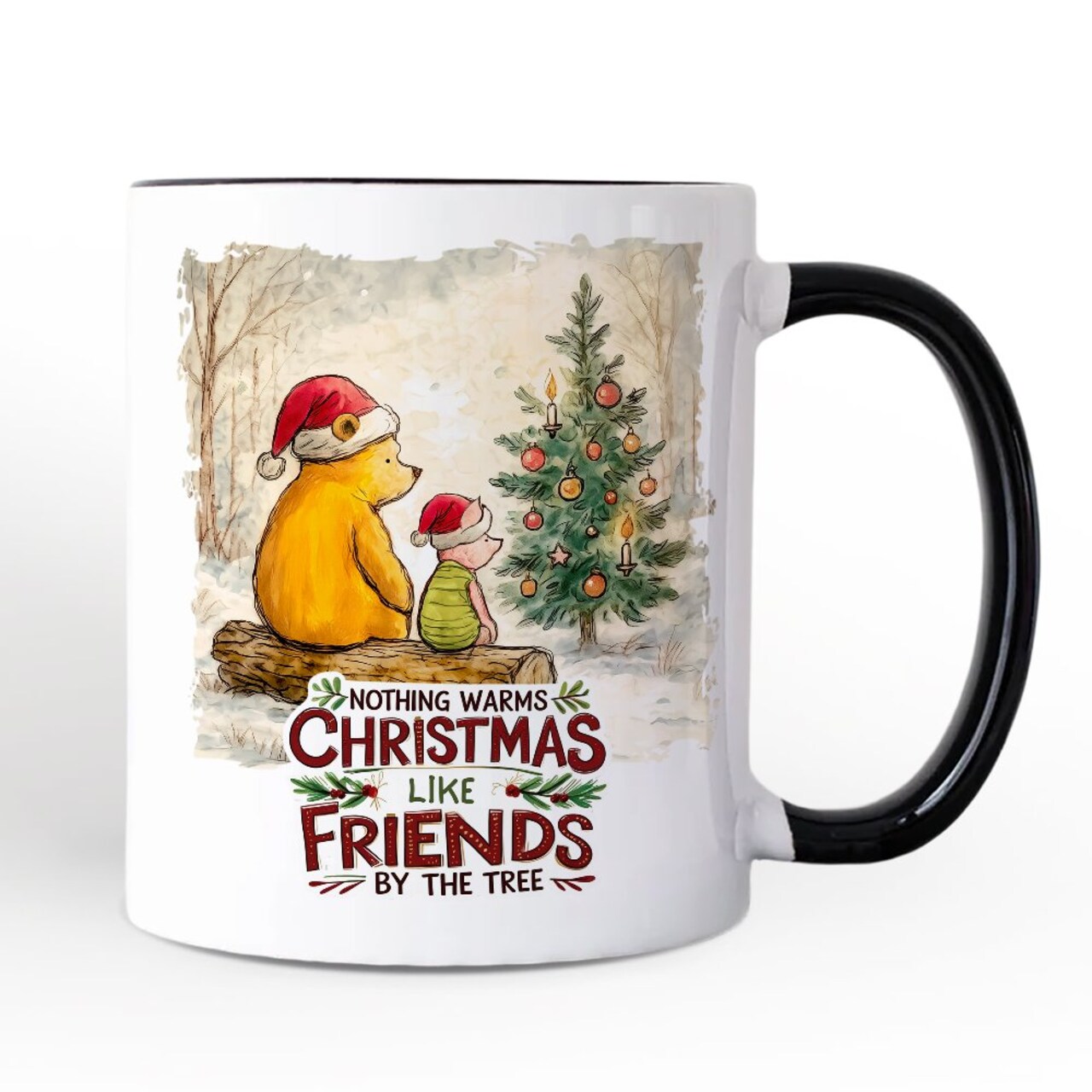 Nothing Warms Christmas Like Friends Pooh Bear Mug, Heartwarming Holiday Gift